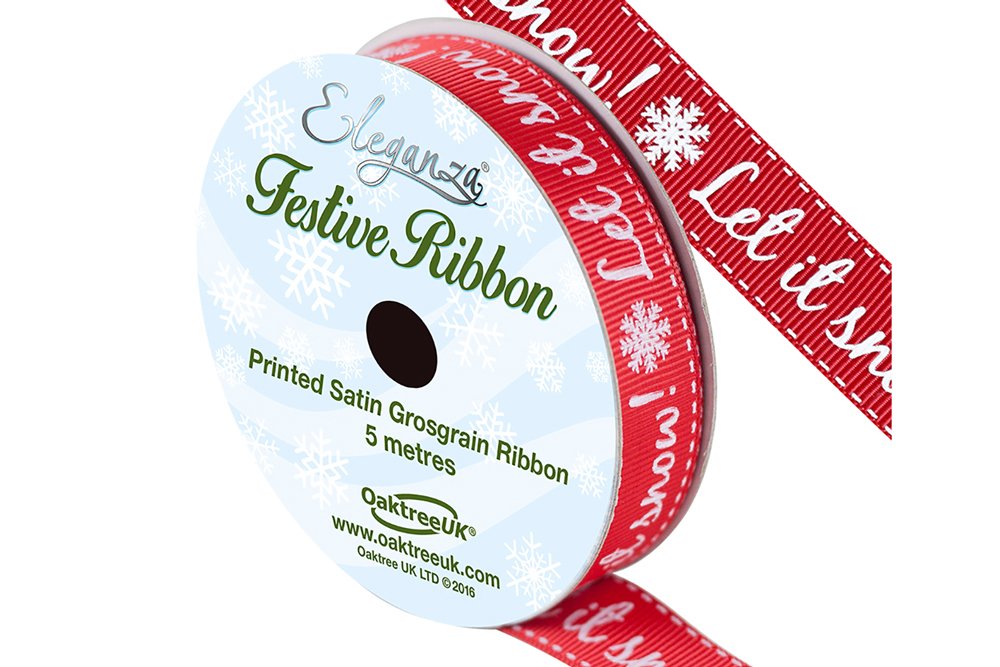 Ribbon 345 Let It Snow RED 15mm - Lynendo Trade Store