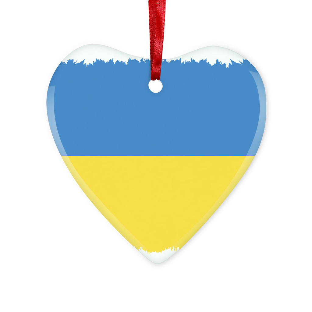 UKRAINE FLAG Glass Hanging Ornament - Lynendo Trade Store