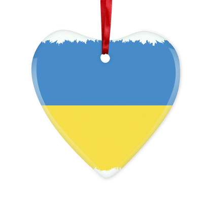 UKRAINE FLAG Glass Hanging Ornament - Lynendo Trade Store