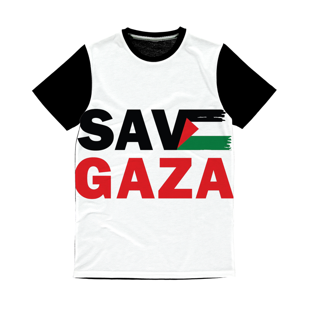 Save Gaza Classic Sublimation Panel T-Shirt - Lynendo Trade Store
