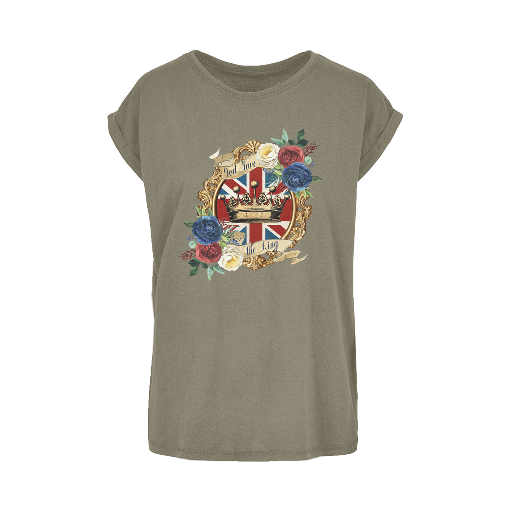 GOD SAVE THE KING Women's Extended Shoulder T-Shirt XS-5XL - Lynendo Trade Store
