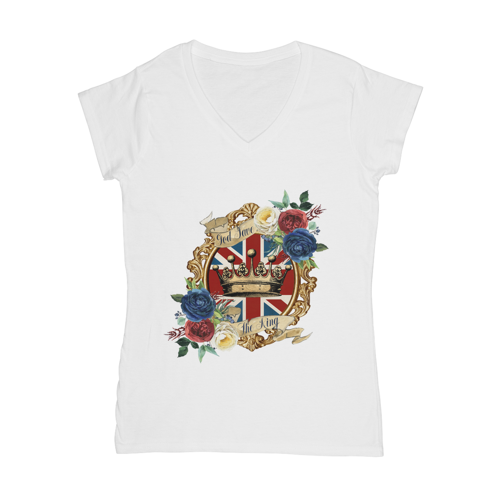 GOD SAVE THE KING Classic Women's V-Neck T-Shirt - Lynendo Trade Store