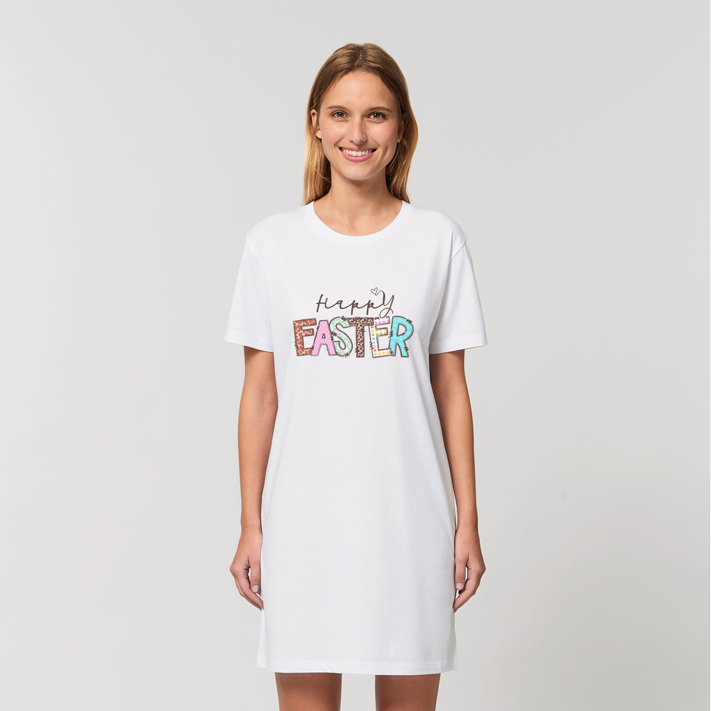 Happy Easter Organic T-Shirt Dress - Lynendo Trade Store