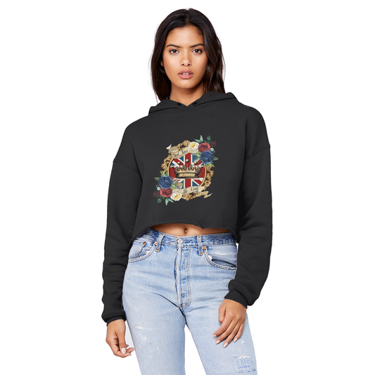 GOD SAVE THE KING Cropped Raw Edge Boyfriend Hoodie - Lynendo Trade Store