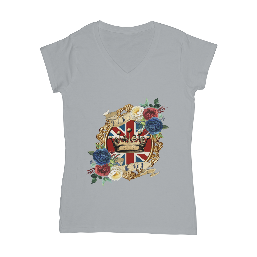 GOD SAVE THE KING Classic Women's V-Neck T-Shirt - Lynendo Trade Store