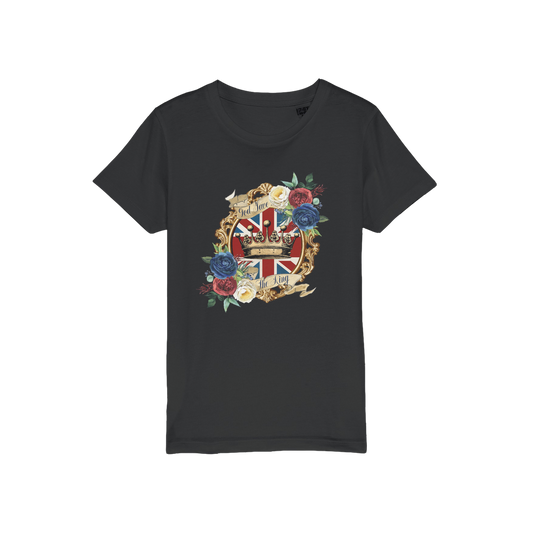 GOD SAVE THE KING Organic Jersey Kids T-Shirt - Lynendo Trade Store
