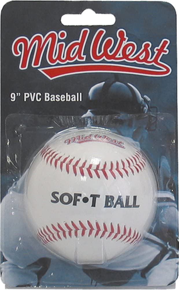 Brand Midwest Soft-Tee 9" PVC Practice Training Baseball Ball White - Joggaboms