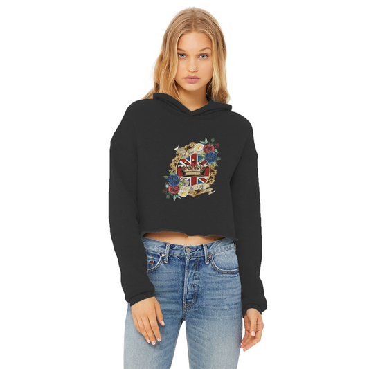 GOD SAVE THE KING Ladies Cropped Raw Edge Hoodie - Lynendo Trade Store