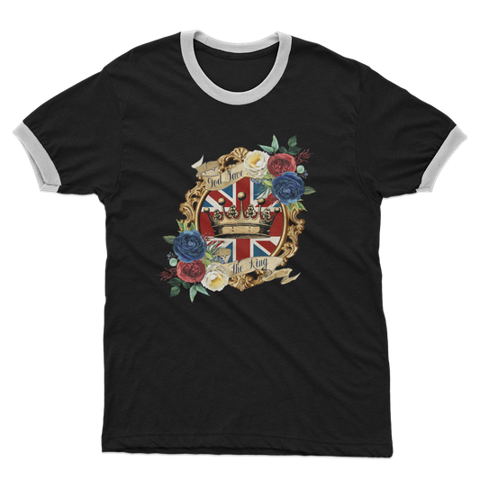 GOD SAVE THE KING Adult Ringer T-Shirt - Lynendo Trade Store