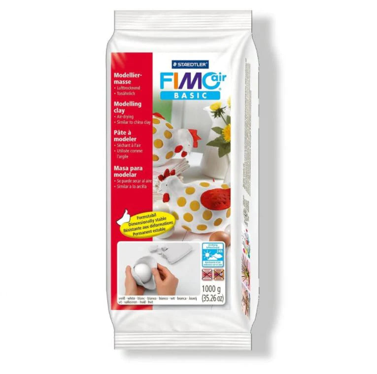 Fimo Air Drying Clay 1 KG, 500g, Modelling Potters Clay White, Terracotta, Flesh Pink - Lynendo Trade Store