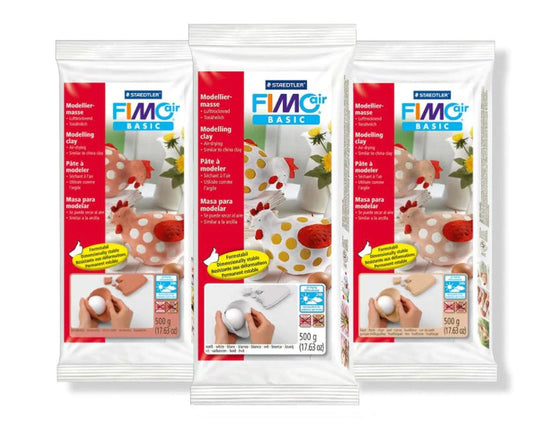 Fimo Air Drying Clay 1 KG, 500g, Modelling Potters Clay White, Terracotta, Flesh Pink - Lynendo Trade Store