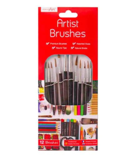 Natural Artist Brush Set Pack of 12 assorted - Lynendo Trade Store