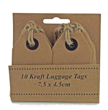 Luggage Tags Brown Kraft 7.5 x 4.5 cm (10) Perfect for gifts - Christmas Gift Wrapping - Lynendo Trade Store