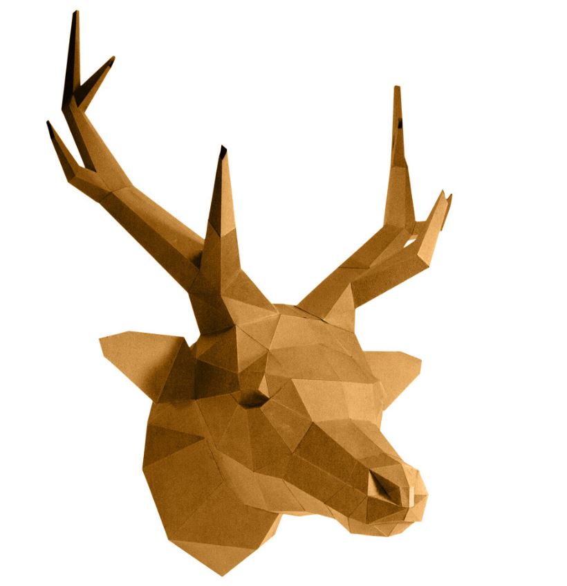 Papercraft World Deer head wall hanging Gold - Lynendo Trade Store