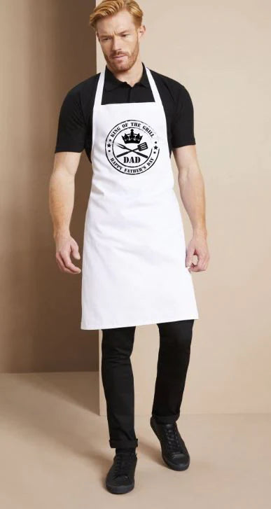 Plain White Cotton Aprons-Printed Apron Full Colour Design-Personalised Kitchen Apron For Men & Women - Lynendo Trade Store