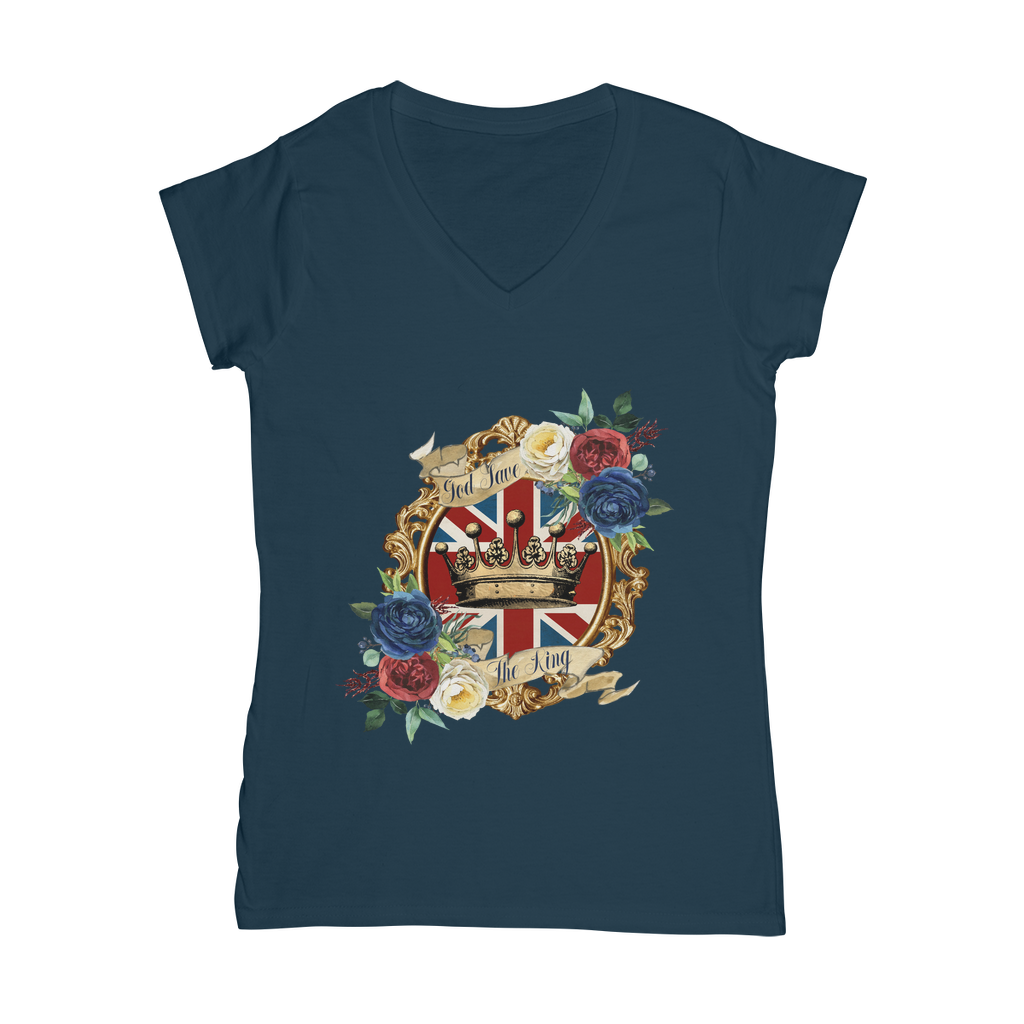 GOD SAVE THE KING Classic Women's V-Neck T-Shirt - Lynendo Trade Store