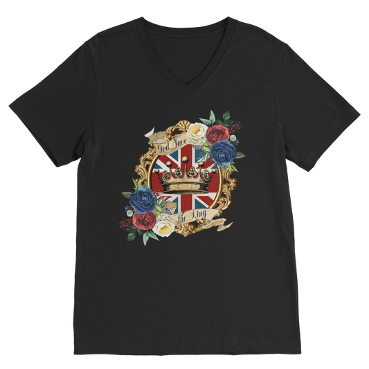 GOD SAVE THE KING Classic V-Neck T-Shirt - Lynendo Trade Store