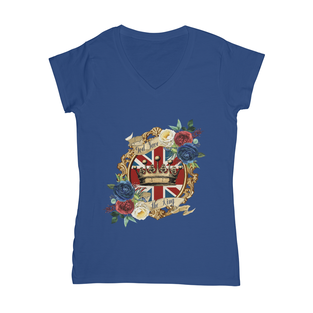 GOD SAVE THE KING Classic Women's V-Neck T-Shirt - Lynendo Trade Store