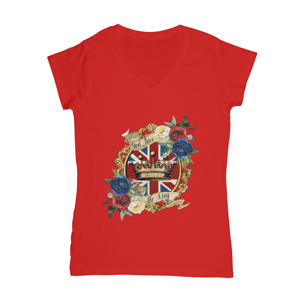 GOD SAVE THE KING Classic Women's V-Neck T-Shirt - Lynendo Trade Store