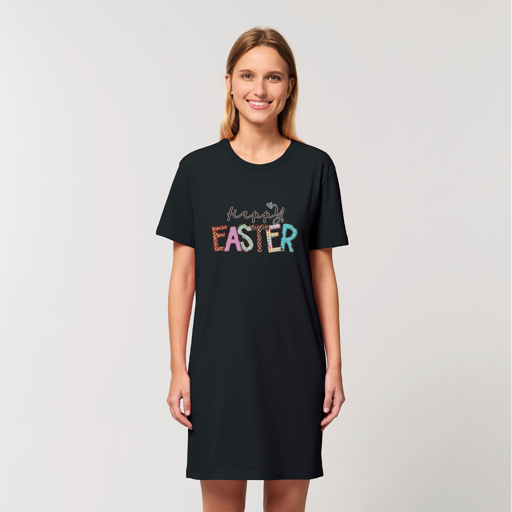 Happy Easter Organic T-Shirt Dress - Lynendo Trade Store