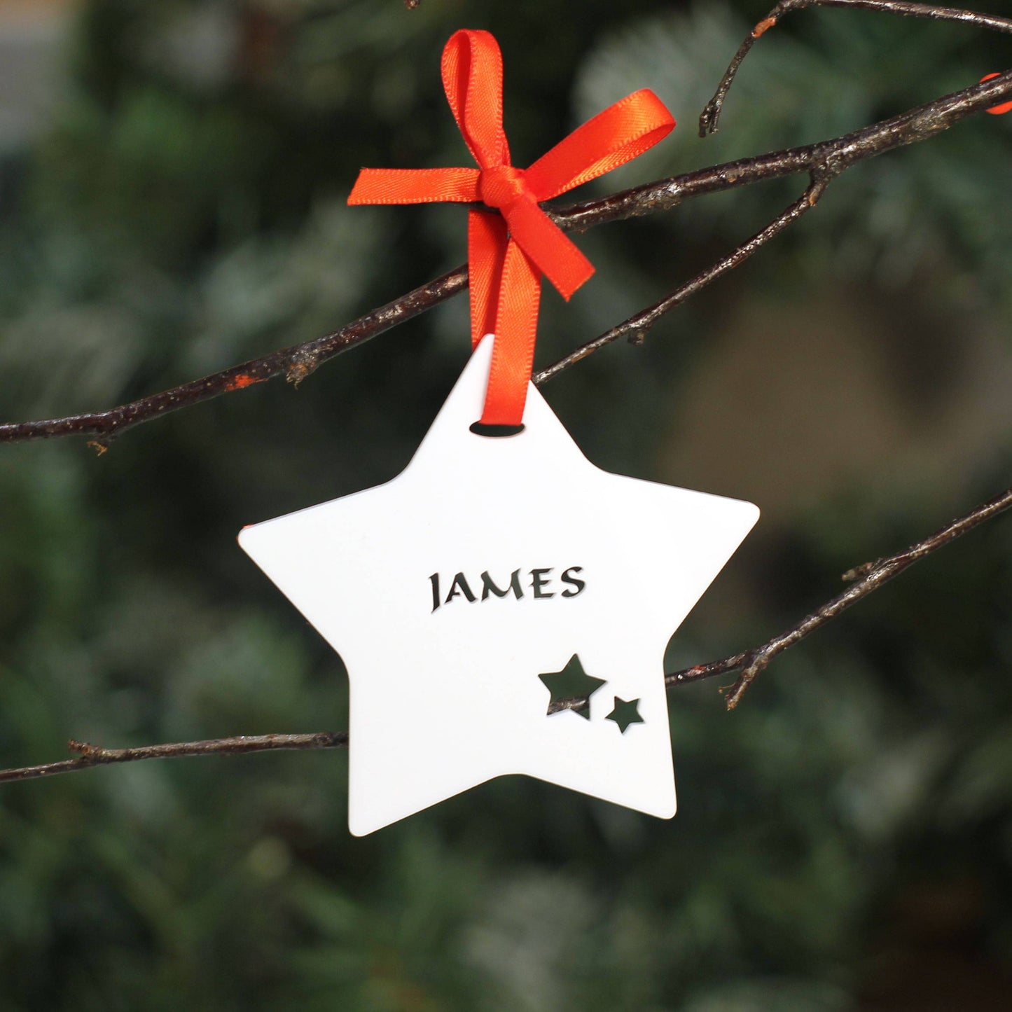 Personalised Custom White Christmas Tree Star Bauble Festive Decoration Ornament Decorations Best Balls Personalise Name Xmas .o. - DirectlyPersonalised