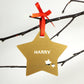 Personalised Custom Gold Christmas Tree Star Bauble Festive Decoration Ornament Decorations Best Balls Personalise Name Xmas .o. - DirectlyPersonalised