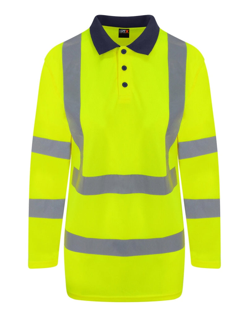 Pro Rtx - High Visibility Hv Long Sleeve Polo Shirt Hi Vis Yellow/Navy / Sml Polo Shirt